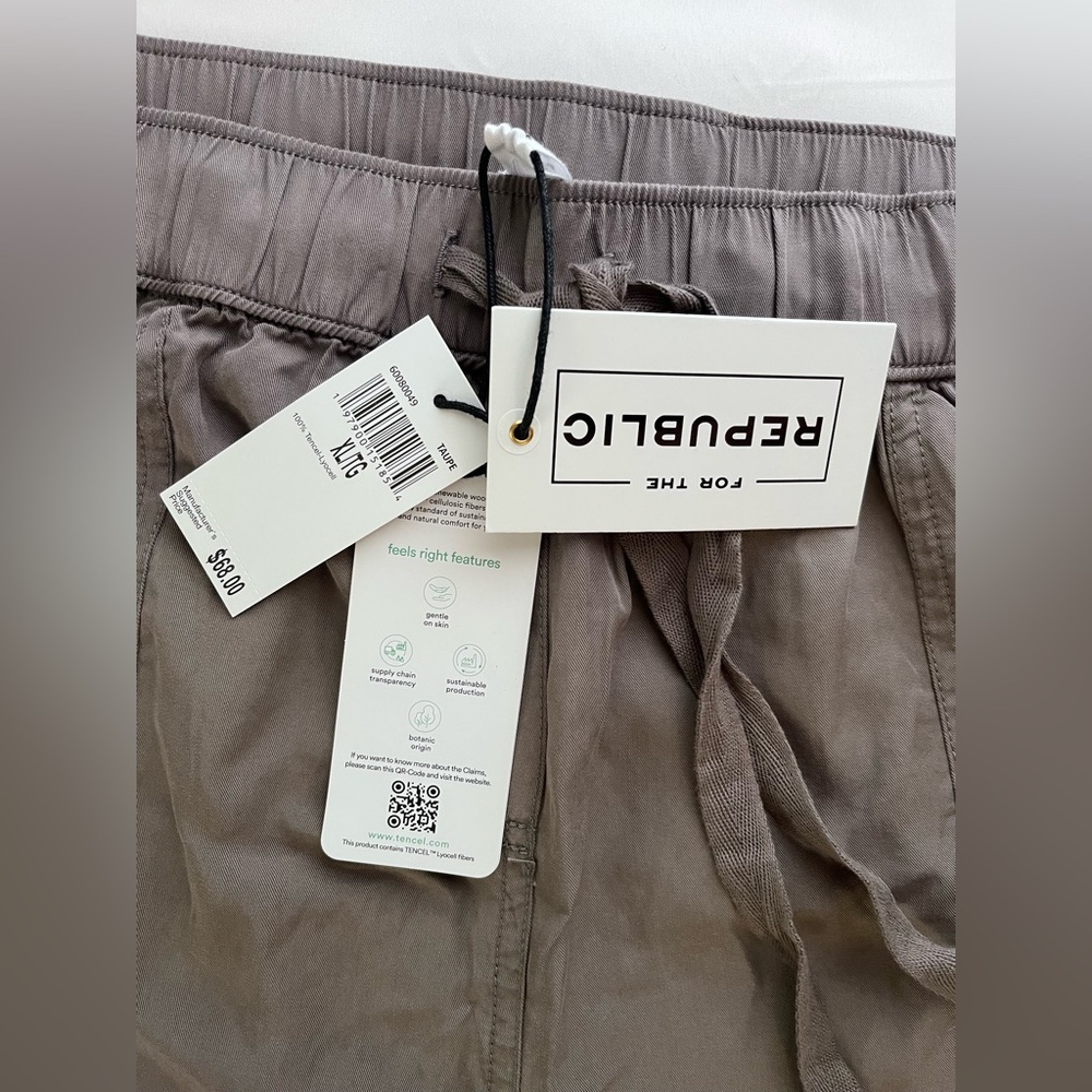 For The Republic Wide Leg Pants Taupe Tencel Lightweight Women’s XL Cropped - Picture 6 of 10